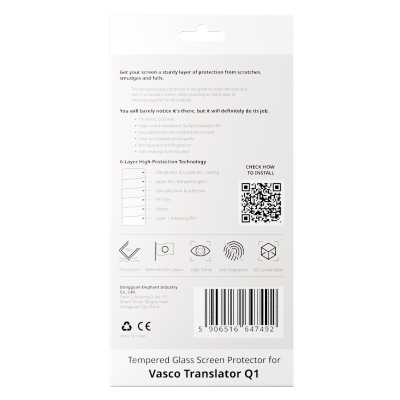 Karkaistu lasinen näytönsuoja Vasco Translator Q1:lle